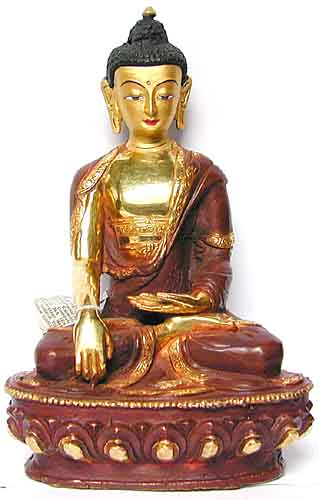 Aksobhya Buddha , vergoldet