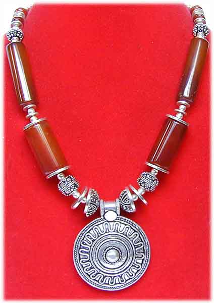 Amulettkette Karneol mit Symbol Anhänger 