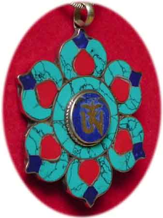 tibetisches Lotus Amulett mit OM